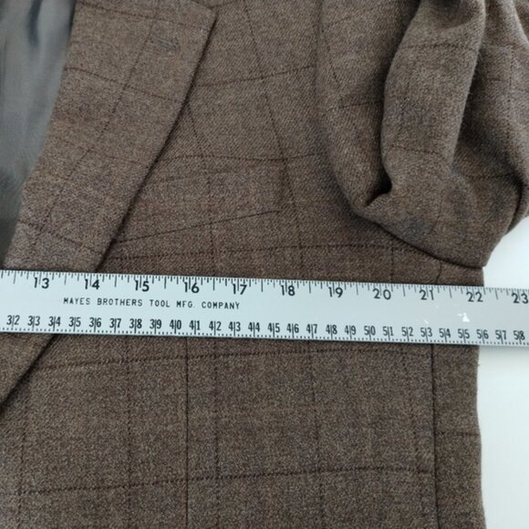 Bellissimo Blazer 40R Brown Windowpane 100% Wool Sport Coat Jacket - Picture 8 of 12